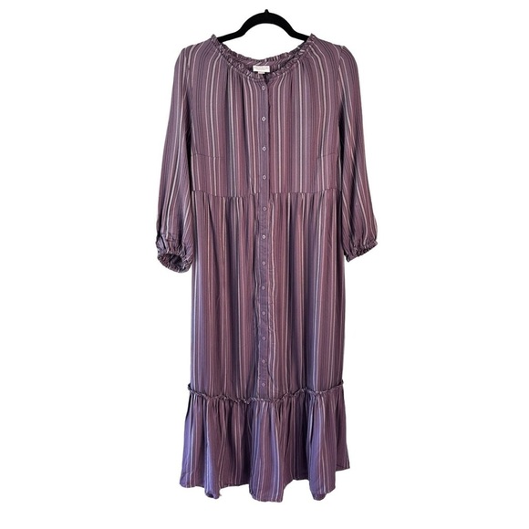NEW Ingrid + Isabel Maternity Purple Striped Midi Maxi Dress X-Large - Picture 3 of 7